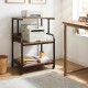 3-tier rolling printer stand in rustic brown with adjustable shelf and lockable wheels, ideal for office or study organization.