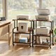3-tier rolling printer stand in rustic brown with adjustable shelf and lockable wheels, perfect for office organization.