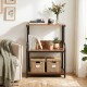 3-tier rustic brown printer stand with adjustable shelf and lockable wheels, ideal for home or office organization.