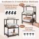 3-tier rolling printer stand in rustic brown with adjustable shelf and lockable wheels for versatile office storage.