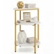 3-tier round end table showcasing a modern design with white shelves and gold accents, perfect for stylish home.