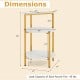 3-tier round end table with white surfaces and yellow metal frame, ideal for small spaces and bedroom organization.