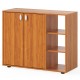 3-tier shoe cabinet in natural finish with adjustable shelves, doors, and convenient handles for organized entryway.