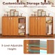 3-tier shoe cabinet with doors and adjustable open shelves in natural finish, ideal for entryway storage and.