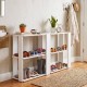 Three-tier shoe rack in white showcasing a stackable design, perfect for organizing footwear and enhancing entryway decor.