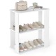 Three-tier white shoe rack with stackable design, ideal for organizing shoes and maintaining a clutter-free home.