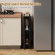3-tier slim rolling storage cart in black, 7" wide, ideal for compact areas like kitchens and bathrooms, with wheels.