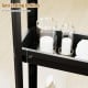 3-tier black rolling storage cart with anti-falling baffles, perfect for bathroom or kitchen organization.