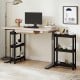 3-tier black rolling storage cart with wheels, ideal for compact spaces like kitchens or bathrooms, featuring durable.