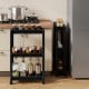 3-tier black rolling storage cart set with wheels, ideal for kitchen organization and compact spaces.