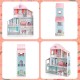 Colorful 3-tier toddler dollhouse with 6 rooms and 8 furniture pieces, designed for imaginative play and safety.