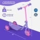 3-wheel purple scooter for kids 2+, featuring LED light-up wheels and wide anti-slip deck for enhanced stability.