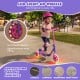 3-wheel purple scooter for kids with LED light-up wheels, anti-slip deck, and durable design for various surfaces.