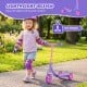 3-wheel purple scooter for kids with LED light-up wheels, lightweight design, and anti-slip deck for stability.