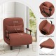 Brown 3-in-1 convertible sofa bed with adjustable backrest, lumbar pillow, and integrated armrests for versatile.