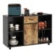 Industrial sideboard with rustic finish, featuring open cubbies and a drawer, perfect for dining room storage.