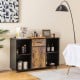Industrial sideboard with rustic finish, featuring 4 open cubbies, a drawer, and a single-door cabinet for versatile.