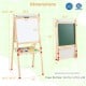 Double-sided wooden kids art easel with adjustable height, magnetic whiteboard, and paper roll for creative play.