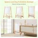 Double-sided wooden kids art easel with adjustable height, paper roll, and storage tray for creative play and.