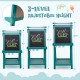 3-in-1 double-sided art easel in green with adjustable height, chalkboard, and magnetic whiteboard for kids' creativity.