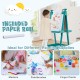 Double-sided art easel in green with chalkboard, whiteboard, and included paper roll for kids' creative activities.