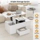Expandable lift top coffee table in white with hidden storage, ideal for books, snacks, and laptops in a tidy living.