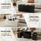 3-in-1 expandable lift top coffee table in white, shown fully open for dining, with hidden storage and four stools.