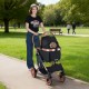 3-in-1 foldable pet stroller in black with sun shade, safety belt, and spacious design for small to medium dogs and.