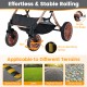 Close-up of the 3-in-1 foldable pet stroller's wheels, showcasing shock-absorbing springs for stable rolling on various.