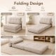 3-in-1 folding sofa in beige converts to a lounger or bed, featuring premium sponge filling and a zippered bolster for comfort.