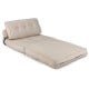 Folding sofa bed in beige with bolster, featuring a 3-in-1 design for versatile use in living rooms or guest rooms.