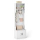 3-in-1 hall tree with bench and storage in white, featuring hooks, adjustable shelves, and soft-close doors for mudroom.