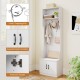 3-in-1 hall tree with bench and storage, featuring multiple hooks, adjustable shelves, and soft-close hinges for.