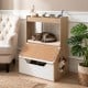 Stylish 3-in-1 hidden cat house cabinet with removable cushion, scratching pad, and storage for living room organization.