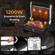 3 in 1 indoor electric panini press grill with LED display, 1200W power, and non-stick grill plates for easy cooking.