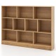 10-cube storage shelf in light wood finish, ideal for organizing toys and books in playrooms or classrooms.