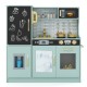 Colorful 3-in-1 kids play and learning center set with kitchen, storage, and sensory activities for ages 3-8.