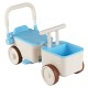 3-in-1 kids ride-on push car in blue with storage basket, ideal for walking, sliding, and organizing toys.