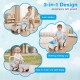 3-in-1 kids ride-on push car in blue, featuring a storage basket, tow rope, and ergonomic handle for safe play.