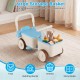 3-in-1 kids ride-on push car in blue with a large storage basket for organizing toys and snacks, ideal for ages 3-6.