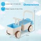 3-in-1 kids ride-on push car in blue with storage basket, suitable for ages 3-6, features ergonomic handle and safety.