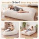 Large 3-in-1 bean bag chair in beige corduroy, perfect for lounging, reading, or relaxing in any room.
