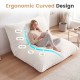 Large beige bean bag chair with ergonomic curved design, soft corduroy fabric, ideal for lounging or reading.