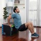 Plyometric box in use for dips, featuring 16-inch height, soft PU cover, and lightweight design for versatile workouts.