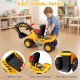 Kids-friendly 3-in-1 ride-on excavator with ergonomic seat, under-seat storage, and anti-rollover design for safe play.