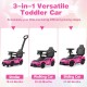 3-in-1 pink Maserati licensed ride-on car, transforming from stroller to walking car to sliding car for ages 18-60.