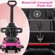 Maserati licensed pink 3-in-1 ride-on push car with musical steering wheel, suitable for children 18-60 months.