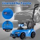 Blue 3-in-1 Toyota licensed foot-to-floor stroller with parent handle, guardrail, and music dashboard for toddlers.