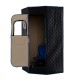 Portable black steam sauna with clear window, external pocket, and included folding chair for home spa sessions.