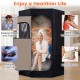 Portable black steam sauna with 9 heat levels, clear window, and included chair for home relaxation and wellness.